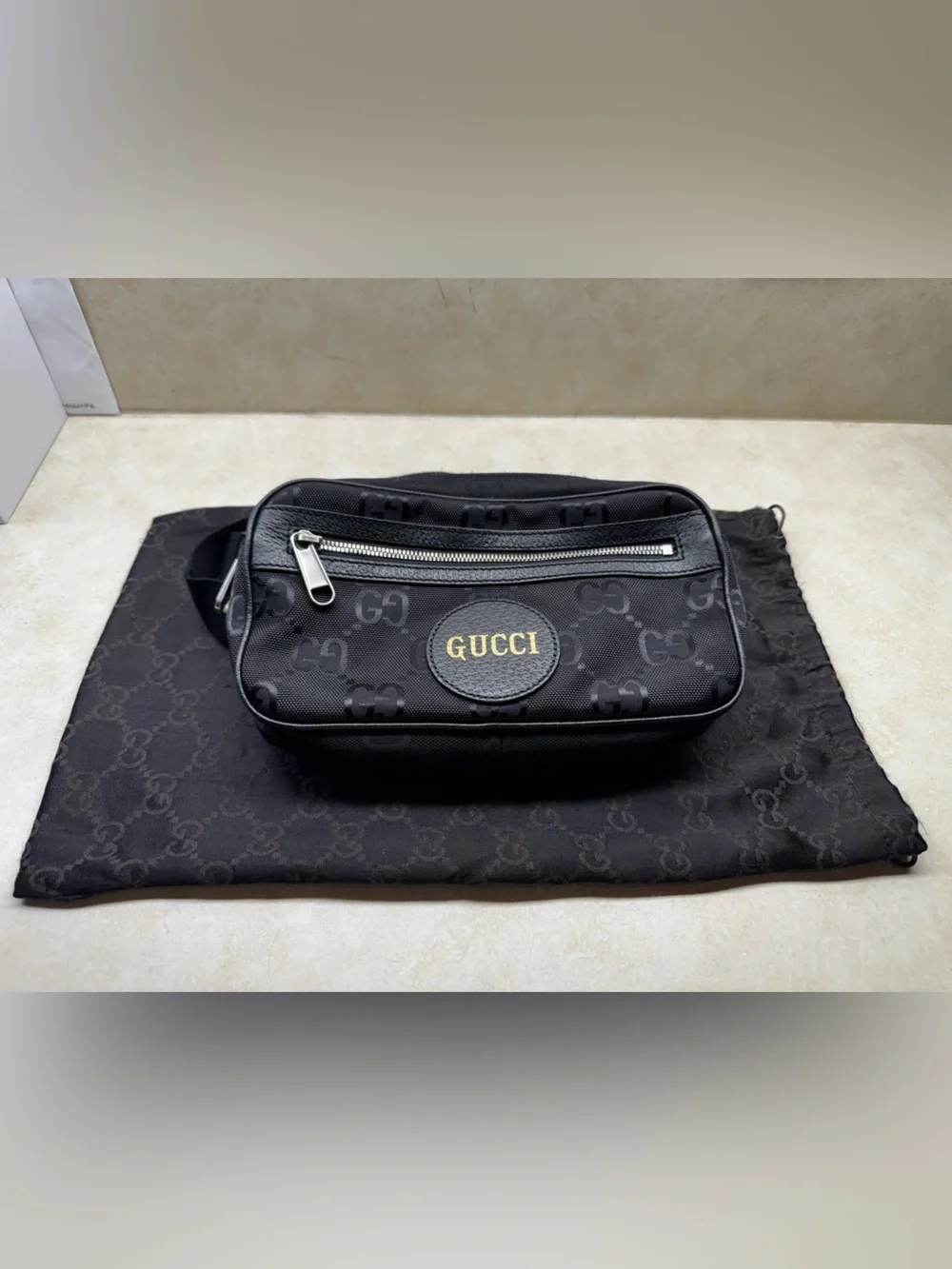 Authentic Gucci Black Off The Grid GG Mono Fannypack Crossbody Bag Pre-loved